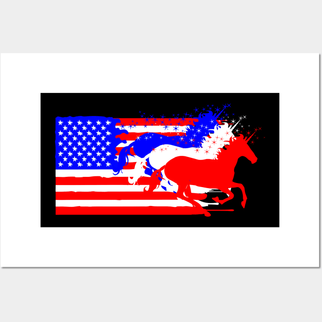 4th of July American unicorn flag Wall Art by Mandz11